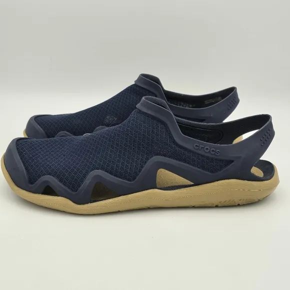 NWT Crocs Swiftwater Mesh Wave Men's Sandals/water shoes, Navy Blue/Khaki, 8M