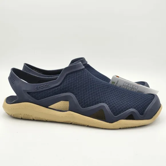 NWT Crocs Swiftwater Mesh Wave Men's Sandals/water shoes, Navy Blue/Khaki, 8M