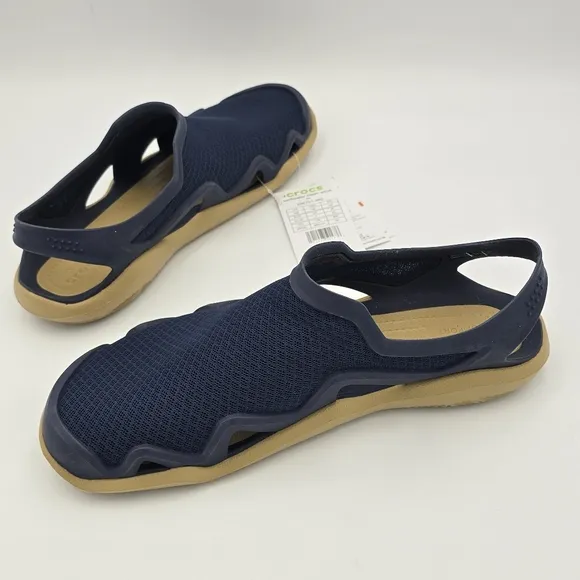 NWT Crocs Swiftwater Mesh Wave Men's Sandals/water shoes, Navy Blue/Khaki, 8M