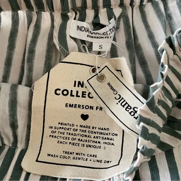 NWT Emerson Fry India Collection Pull On Shorts Moss Stripe Size S