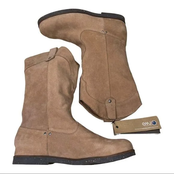 NWT emu El Rancho Leather Boots tan sz 8 Premium Australian Sheepskin MSRP $180