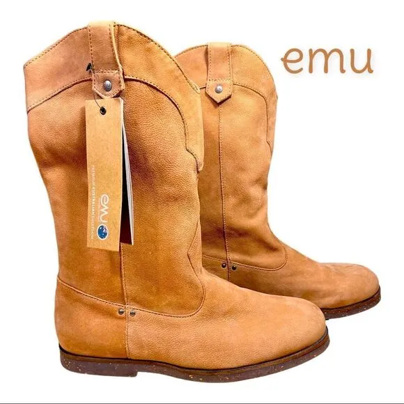 NWT emu El Rancho Leather Boots tan sz 8 Premium Australian Sheepskin MSRP $180