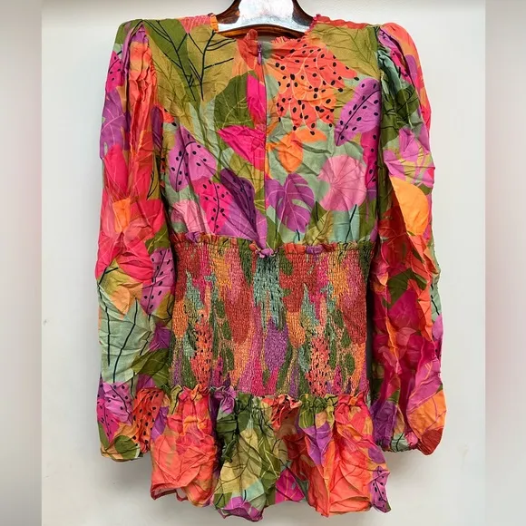 NWT FARM Rio Sweet Forest Long Sleeve Mini Dress
