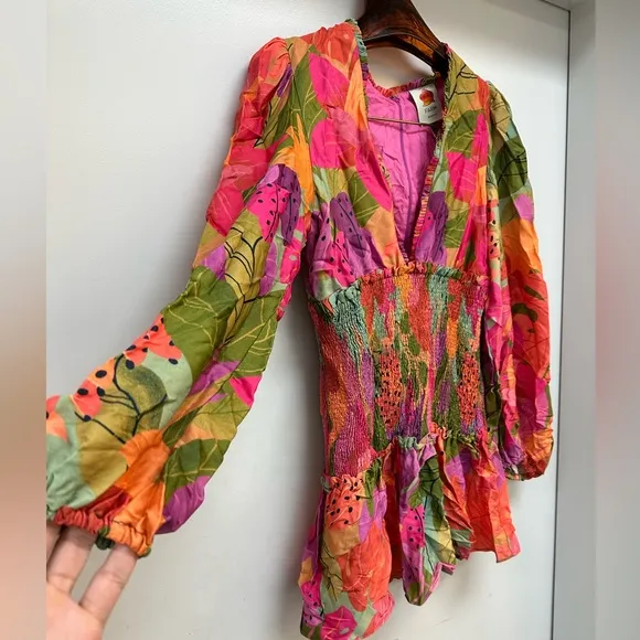 NWT FARM Rio Sweet Forest Long Sleeve Mini Dress