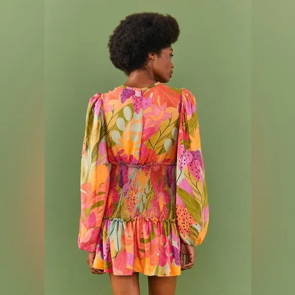 NWT FARM Rio Sweet Forest Long Sleeve Mini Dress