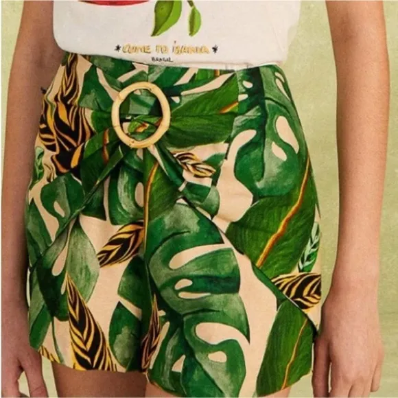 NWT Farm Rio Tropical Leaves Shorts Skort Size Large