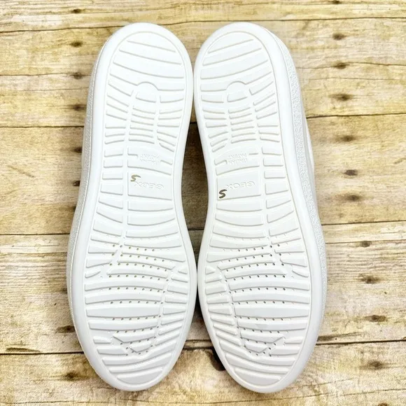 NWT Geox D Leelu Leather Slip-On Sneakers Metallic Silver Tassel Loafer