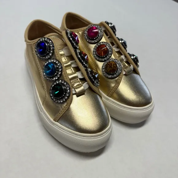 NWT Kurt Geiger London Size 6 Laney Octavia Gold Sneakers