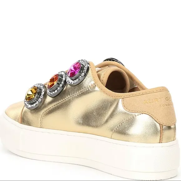 NWT Kurt Geiger London Size 6 Laney Octavia Gold Sneakers