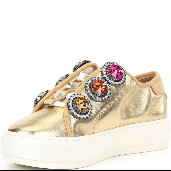 NWT Kurt Geiger London Size 6 Laney Octavia Gold Sneakers