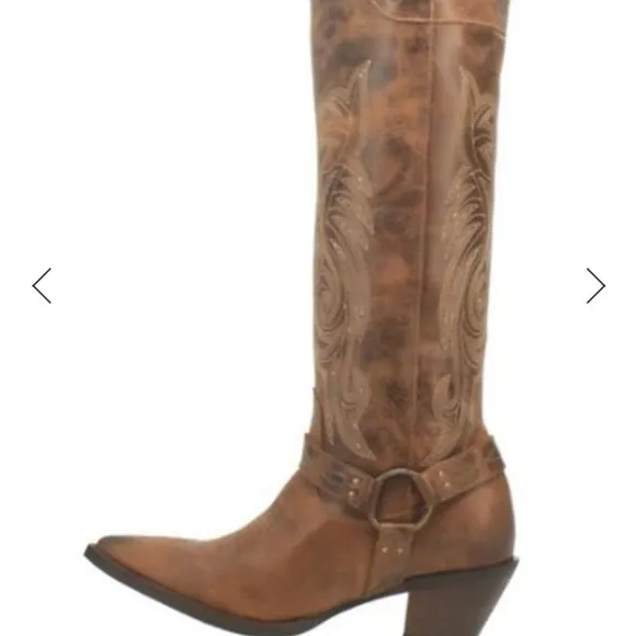 NWT Laredo Diamanté Cowboy Leather Boots Tan