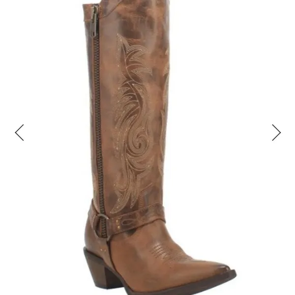 NWT Laredo Diamanté Cowboy Leather Boots Tan