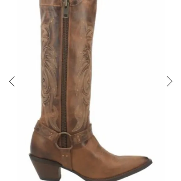 NWT Laredo Diamanté Cowboy Leather Boots Tan