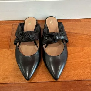 NWT LEWIT Made in Italy Black Leather Slip on Mules Size 38 (7)