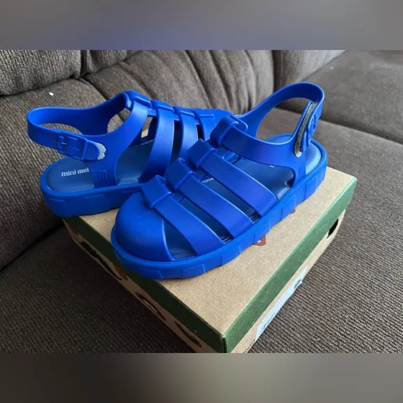 NWT MINI MELISSA Kids Mini Megan Sandals Unisex In Blue Size 11