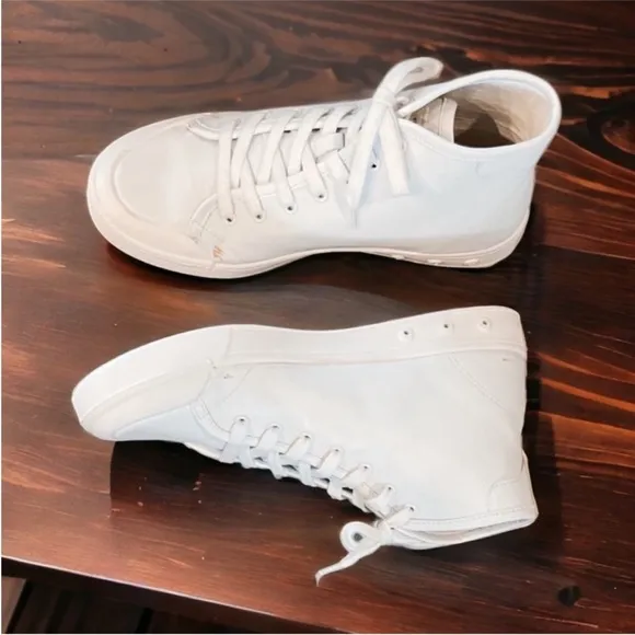 NWT rag &amp; bone Standard Issue High Top Leather Sneakers White. Size 8/38