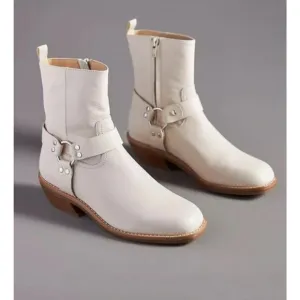 NWT Silent D Cream Leather Moto Boots - 40 EU (9.5-10 US)