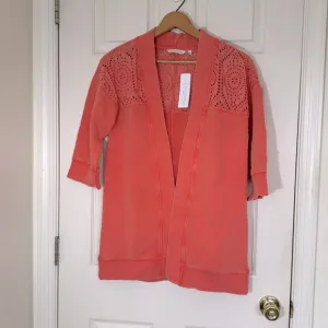 NWT Soft Surroundings Thick &amp; Warm  Orange Stone Wash Cardigan