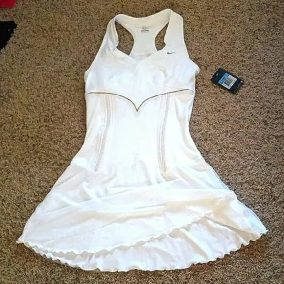 Nwt STUNNING Maria Sharapova White Tennis Dress w/ Bra mesh skirt XS