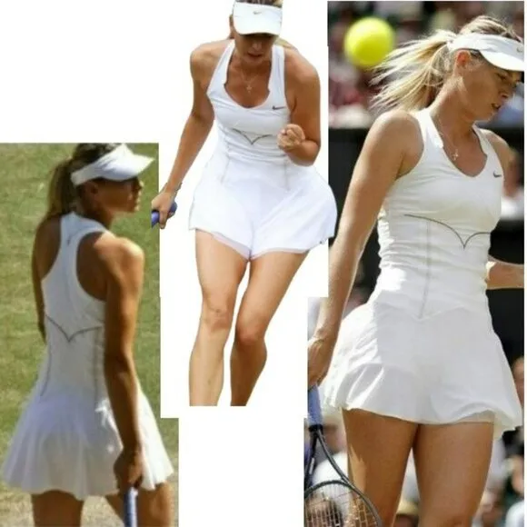 Nwt STUNNING Maria Sharapova White Tennis Dress w/ Bra mesh skirt XS