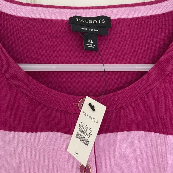 NWT Talbots Pink Stripes Sweater Size XL