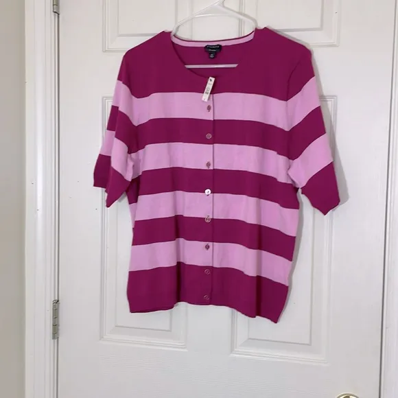 NWT Talbots Pink Stripes Sweater Size XL