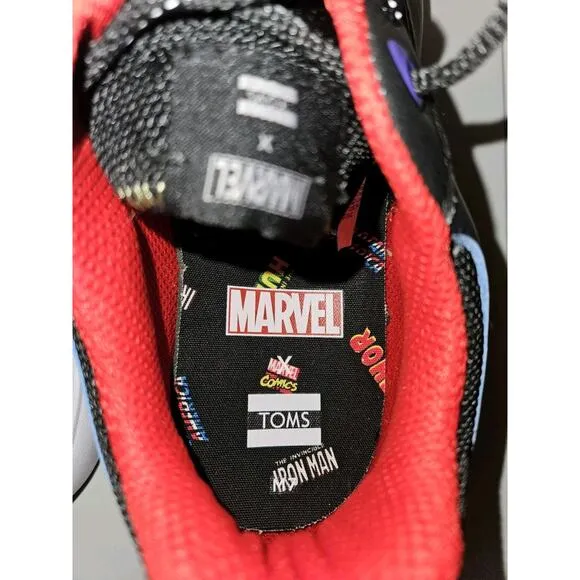 NWT! TOMS Men Arroyo Sneaker Shoes Mens 7 Athletic Black Marvel Leather Mesh Mix