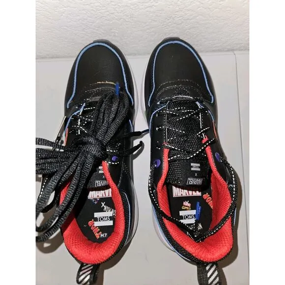 NWT! TOMS Men Arroyo Sneaker Shoes Mens 7 Athletic Black Marvel Leather Mesh Mix