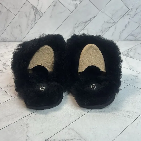 NWT UGG Womens Scuffette II Mirror Ball Black Sequin Sheepskin Wool Slipper 6M