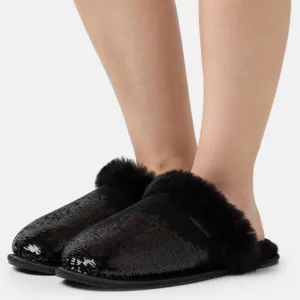 NWT UGG Womens Scuffette II Mirror Ball Black Sequin Sheepskin Wool Slipper 6M