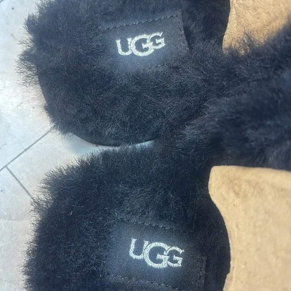 NWT UGG Womens Scuffette II Mirror Ball Black Sequin Sheepskin Wool Slipper 6M