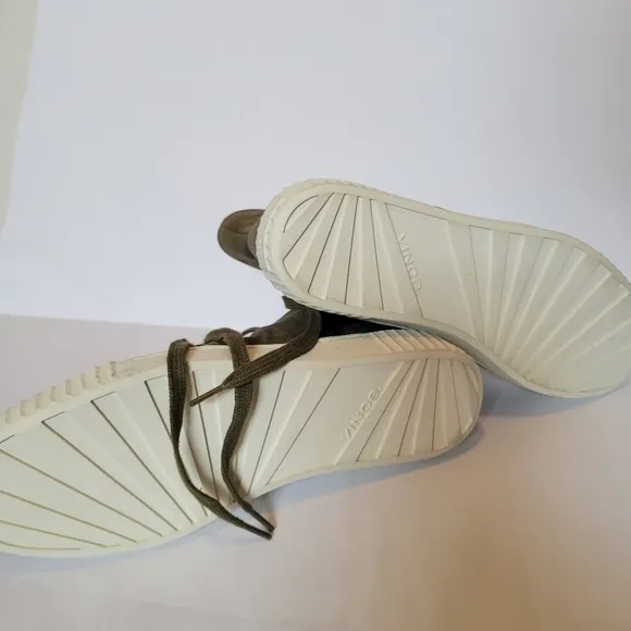 NWT Vince Wolfe Linen High-Top Sneakers Olive