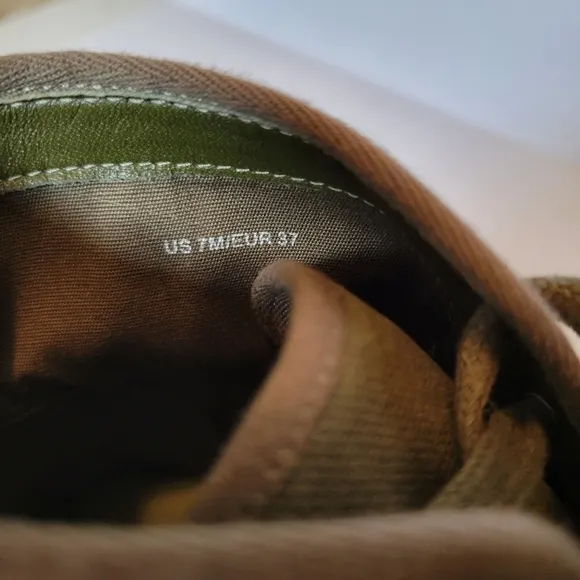 NWT Vince Wolfe Linen High-Top Sneakers Olive