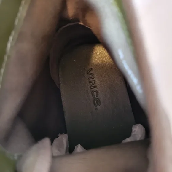 NWT Vince Wolfe Linen High-Top Sneakers Olive