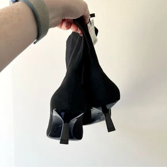 NWT Zara Split Suede Ankle Pointed Toe Boots in Black