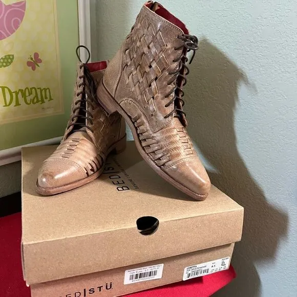 NWT Bed Stu Women's Tan Leather”Oats Rustic Loretta Boot” Boots Size 8.5