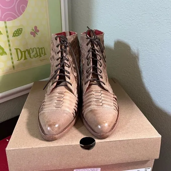 NWT Bed Stu Women's Tan Leather”Oats Rustic Loretta Boot” Boots Size 8.5