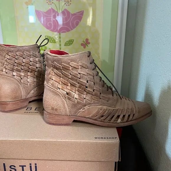 NWT Bed Stu Women's Tan Leather”Oats Rustic Loretta Boot” Boots Size 8.5