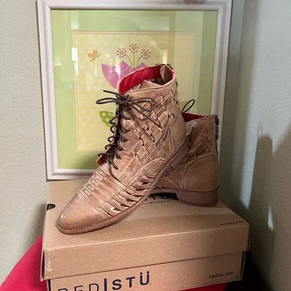 NWT Bed Stu Women's Tan Leather”Oats Rustic Loretta Boot” Boots Size 8.5