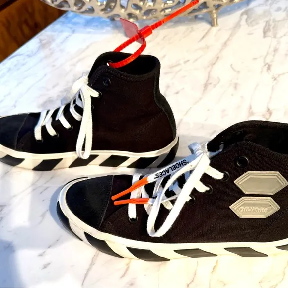 Off-White Black and White High-Top Sneakers
