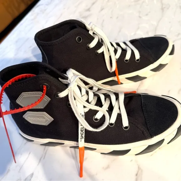Off-White Black and White High-Top Sneakers