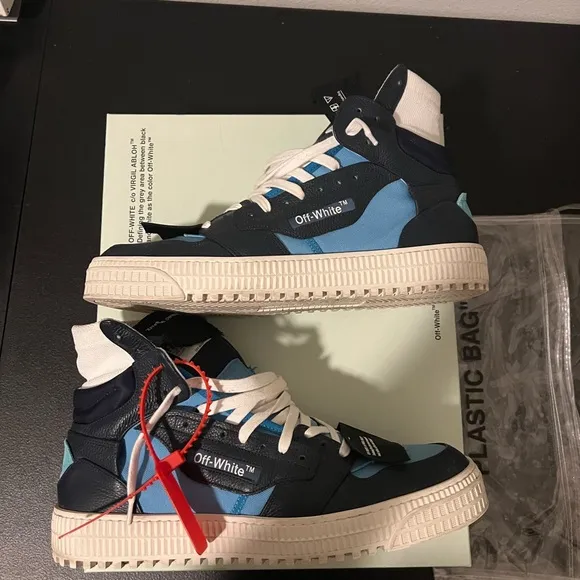 Off-White Blue and Black High-Top Sneakers