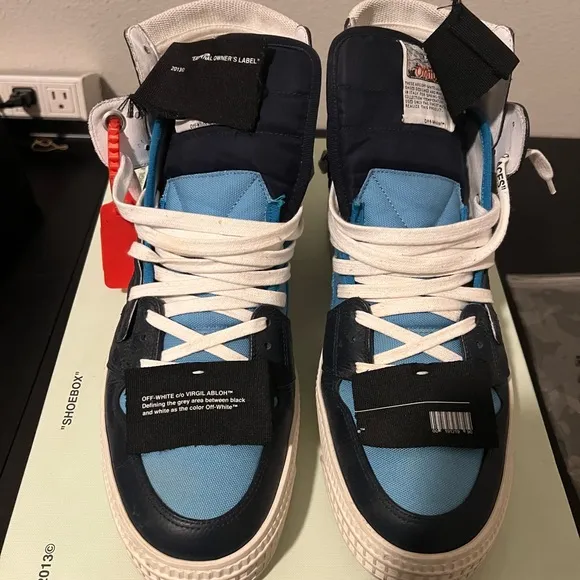 Off-White Blue and Black High-Top Sneakers