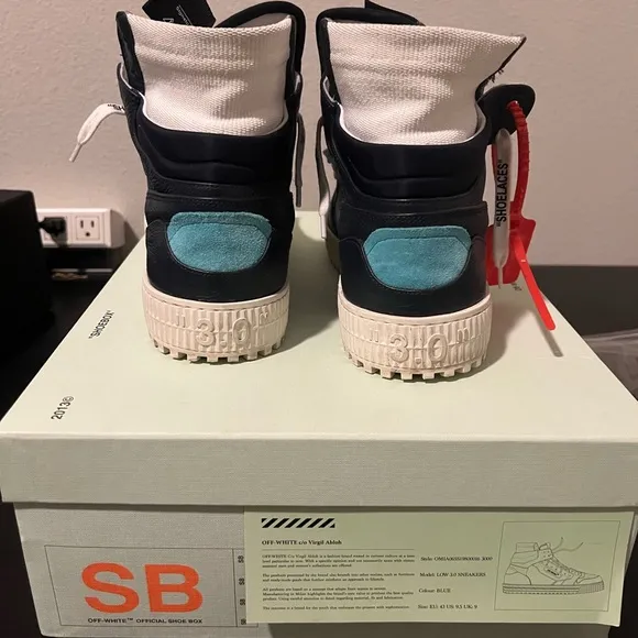 Off-White Blue and Black High-Top Sneakers