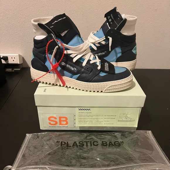 Off-White Blue and Black High-Top Sneakers