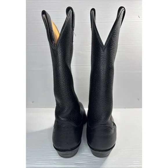 Olathe Boot Company Men’s Calfskin R-Toe Leather Cowboy Western Boots Black 12A