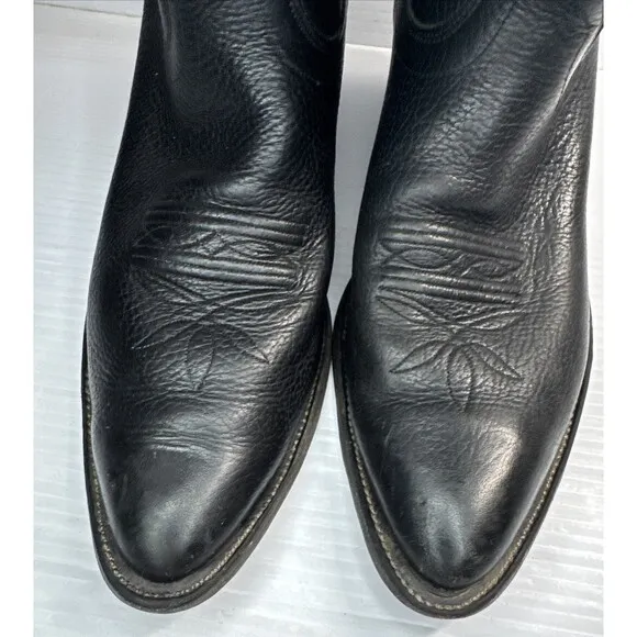 Olathe Boot Company Men’s Calfskin R-Toe Leather Cowboy Western Boots Black 12A