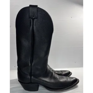 Olathe Boot Company Men’s Calfskin R-Toe Leather Cowboy Western Boots Black 12A