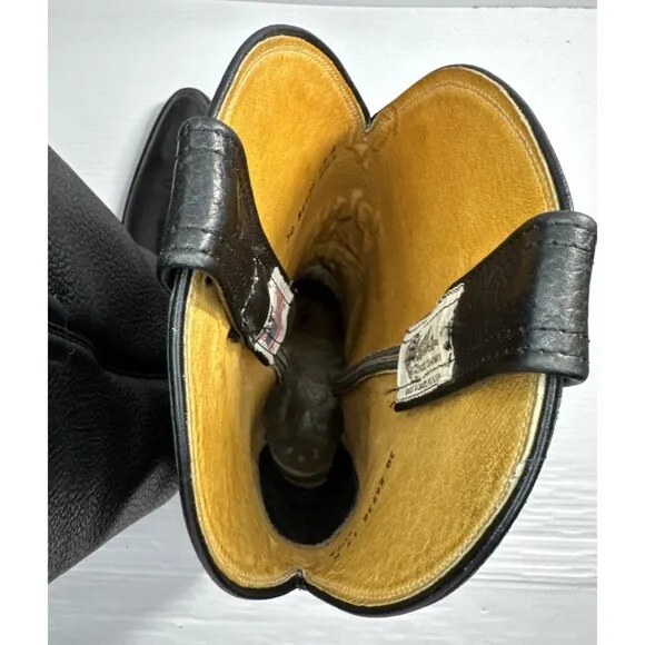 Olathe Boot Company Men’s Calfskin R-Toe Leather Cowboy Western Boots Black 12A