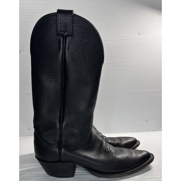 Olathe Boot Company Men’s Calfskin R-Toe Leather Cowboy Western Boots Black 12A